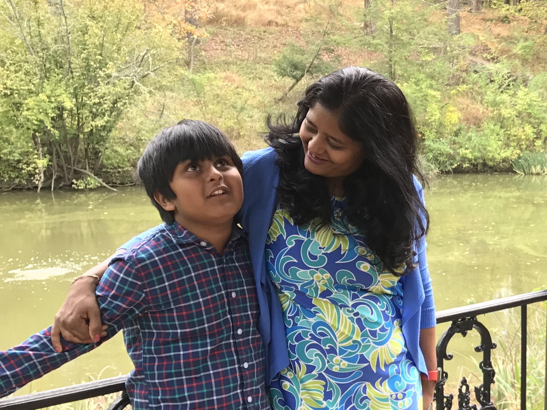 caption: Tulika Prasad and her son, Vedant Singh, in 2016.