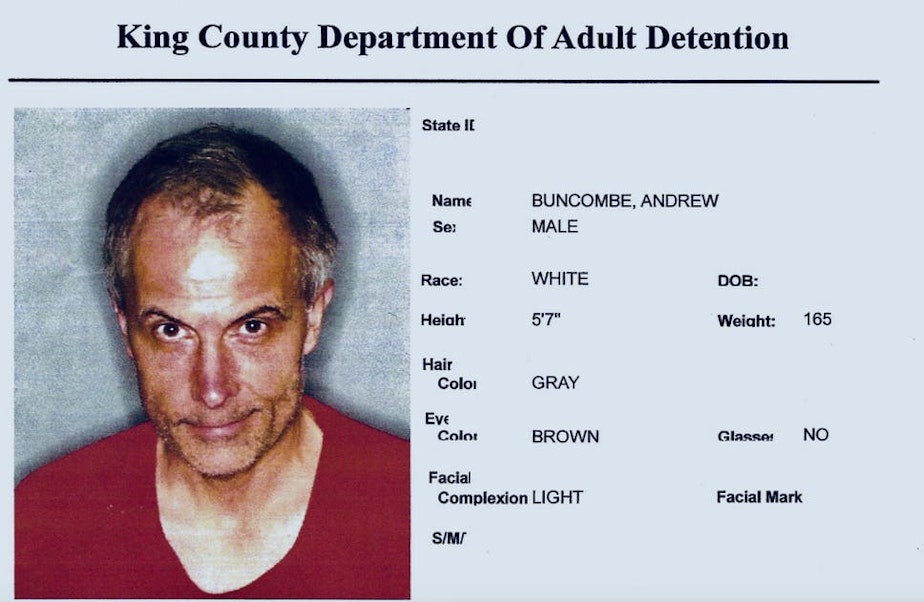caption: Andrew Buncombe's King County Jail booking photo.