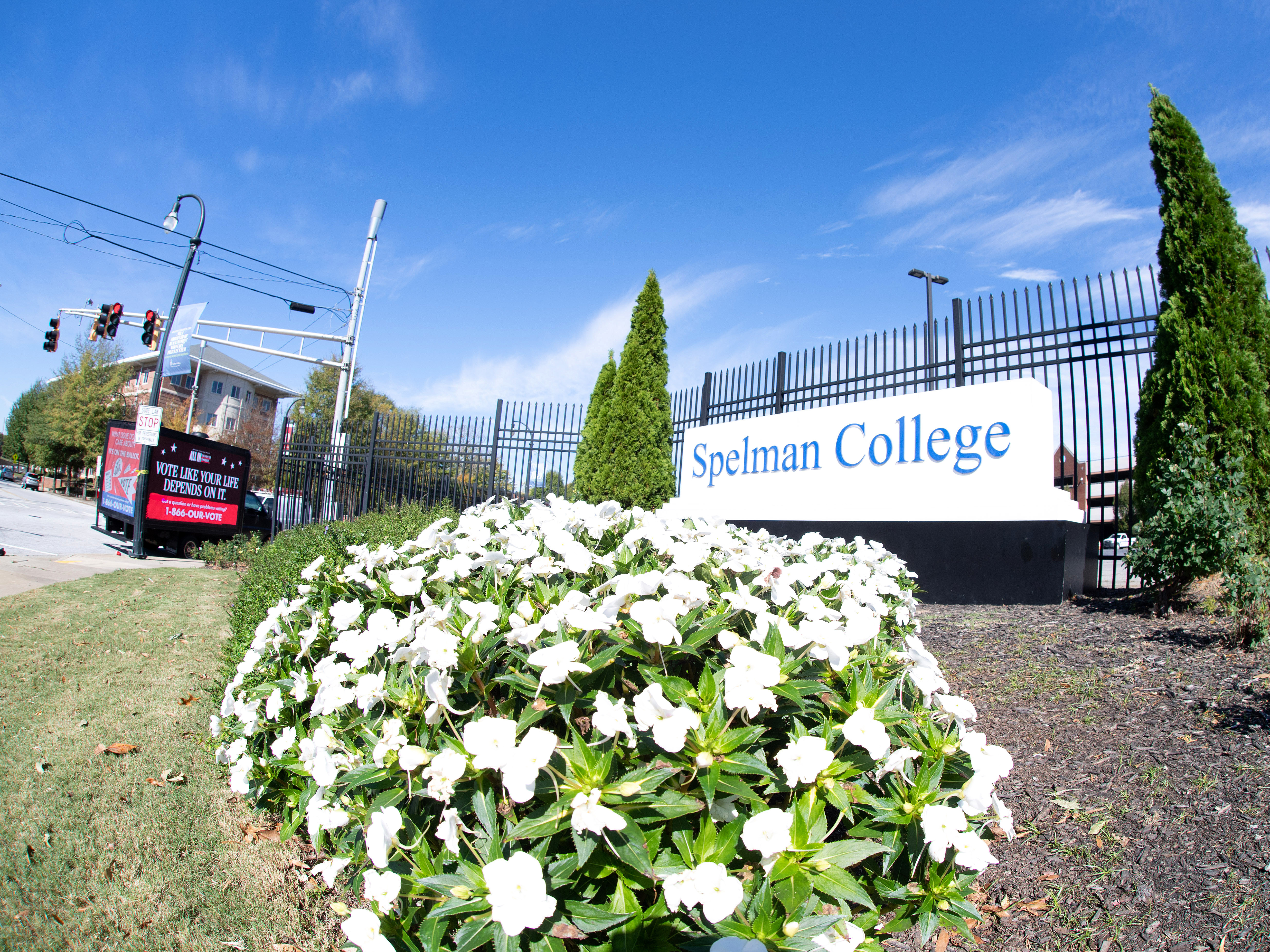 caption: Spelman College in Atlanta, seen in October 2020, was among the historically Black colleges and universities that received bomb threats last week.