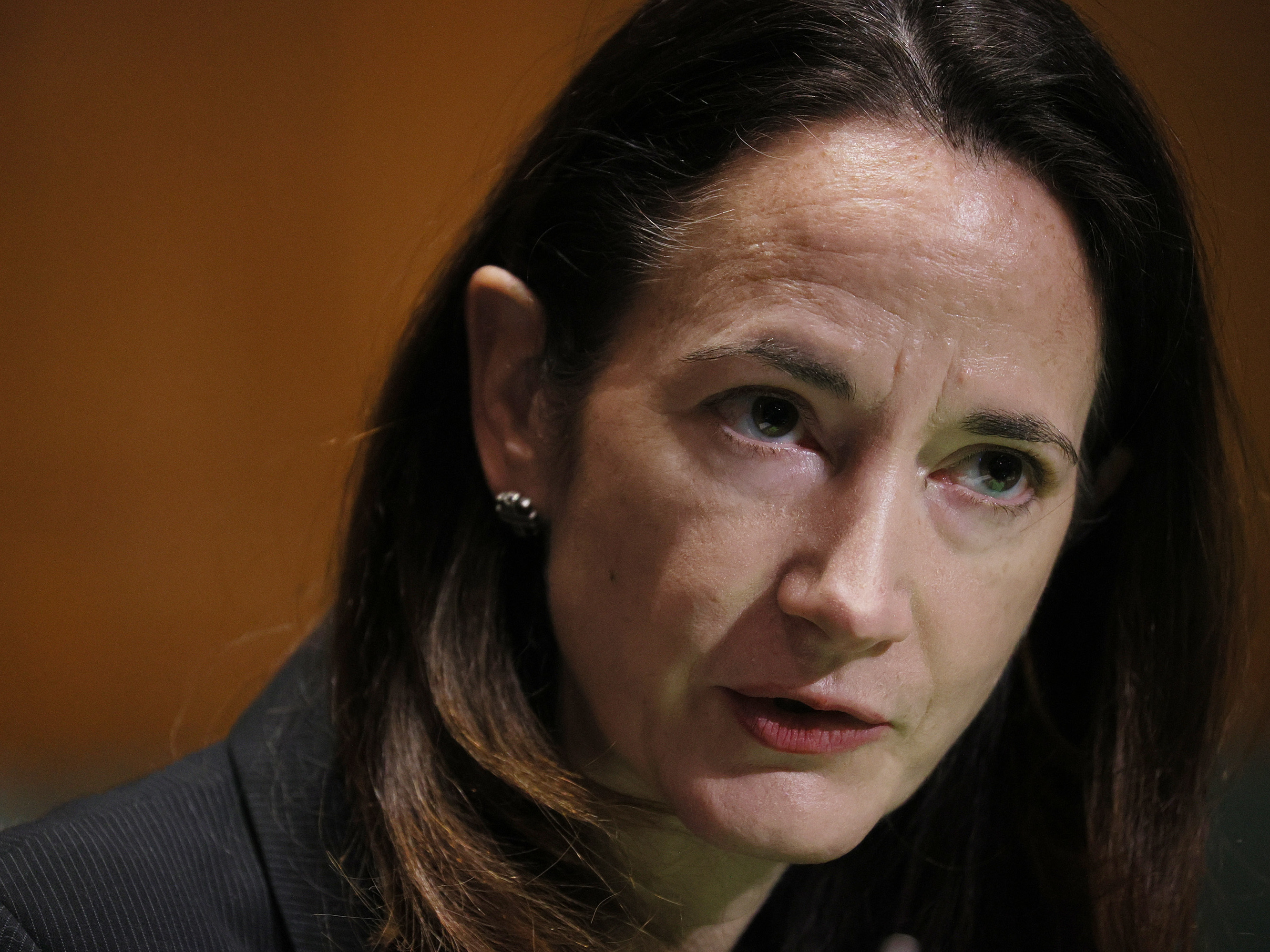 caption: Avril Haines, seen here during her confirmation hearing Tuesday, was confirmed by the Senate as director of national intelligence.