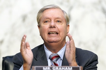 caption: Senate Judiciary Committee Chairman Lindsey Graham, R-S.C., speaks during the confirmation hearing for Supreme Court nominee Amy Coney Barrett on Thursday.