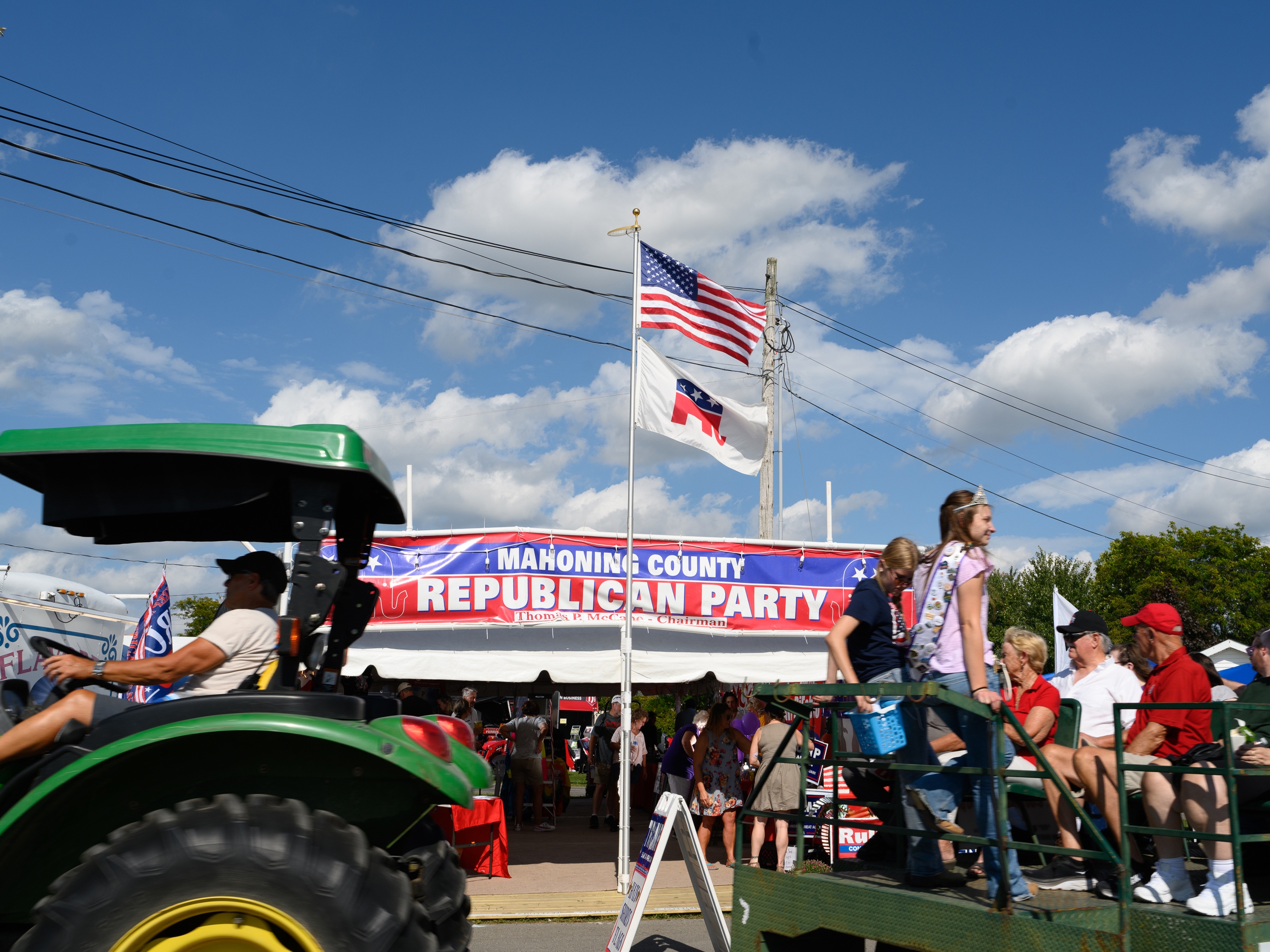 caption: The Mahoning County Republican Party tent at the Canfield Fair, Canfield, OH, August 28, 2024. 