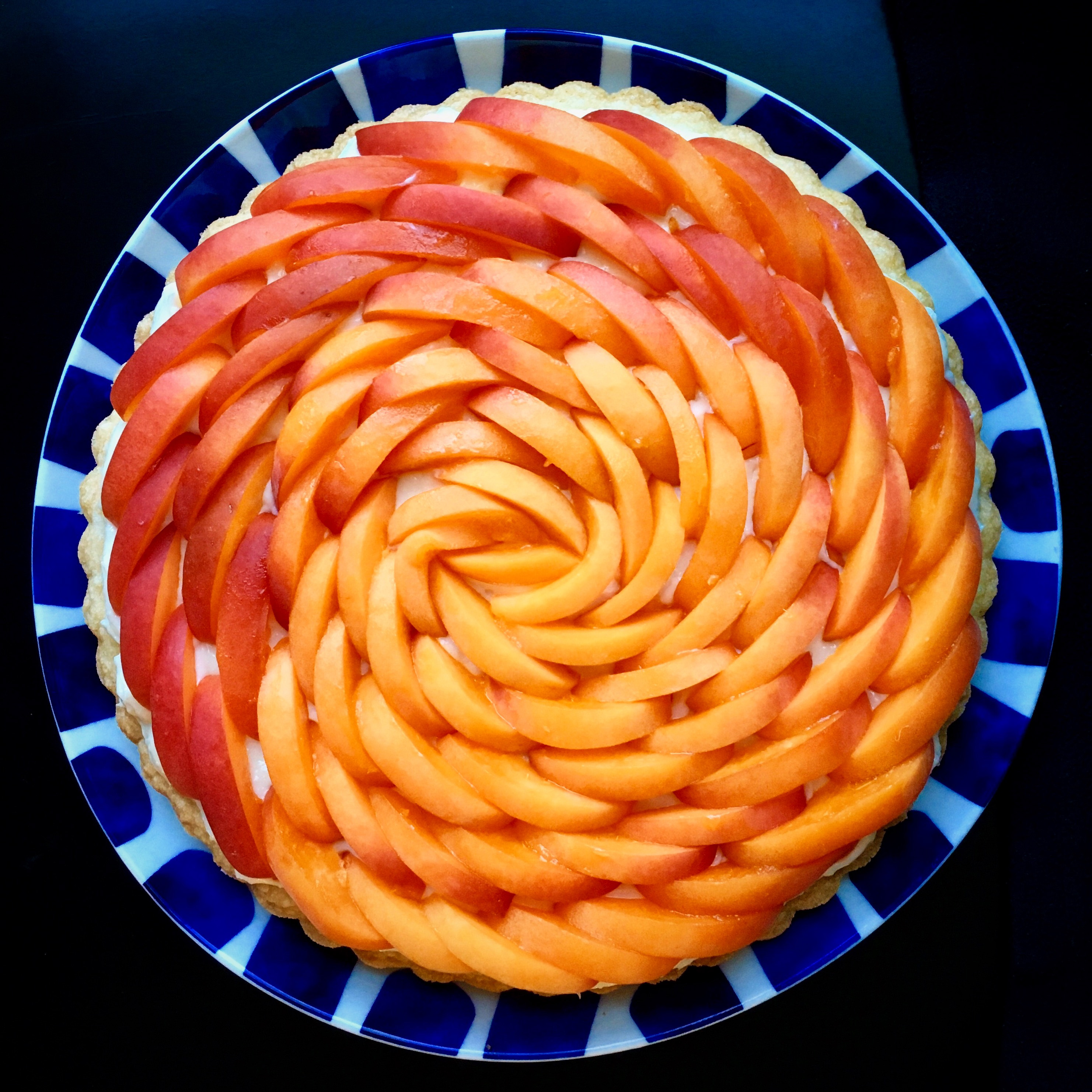 caption: Lauren Ko's apricot cream tart pie. 