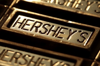 caption: Hershey's chocolate is shown in Overland Park, Kan., on July 25, 2011. The Hershey Co. is being sued<strong> </strong>for allegedly failing to disclose the presence of heavy metals in its dark chocolate bars.