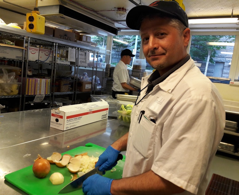 caption: Todd McGee is training to be a prep cook through FareStart's Adult Culinary program.