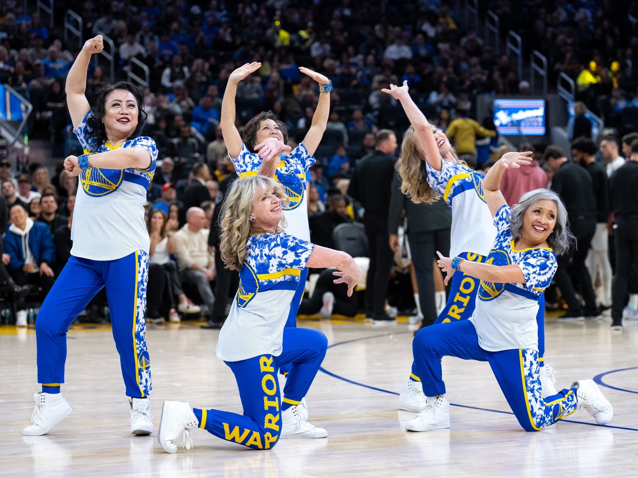 caption: The Hardwood Classics perform at the Chase Center in San Francisco, Calif.
