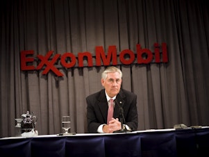caption: Internal Exxon documents obtained by <em>The Wall Street Journal</em> span Rex Tillerson's tenure as the company's chief executive from 2006 until 2016.