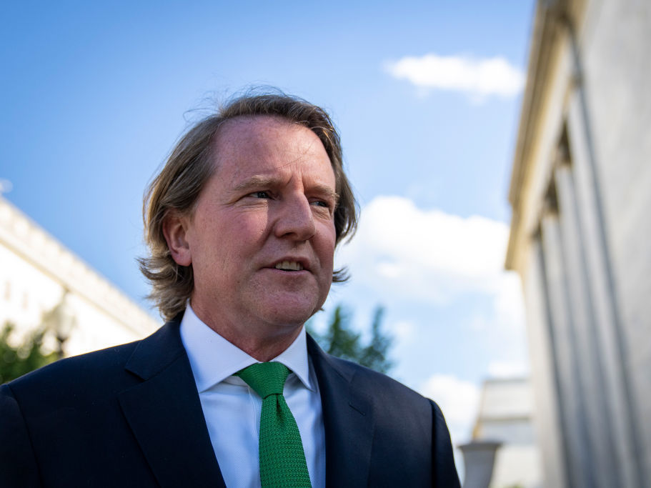 caption: Former White House counsel Don McGahn leaves Capitol Hill after closed-door meeting with the House Judiciary Committee on June 4. McGahn, a witness in special counsel Robert Muellers investigation, was first subpoenaed by the committee two years ago but was blocked from appearing by the White House.