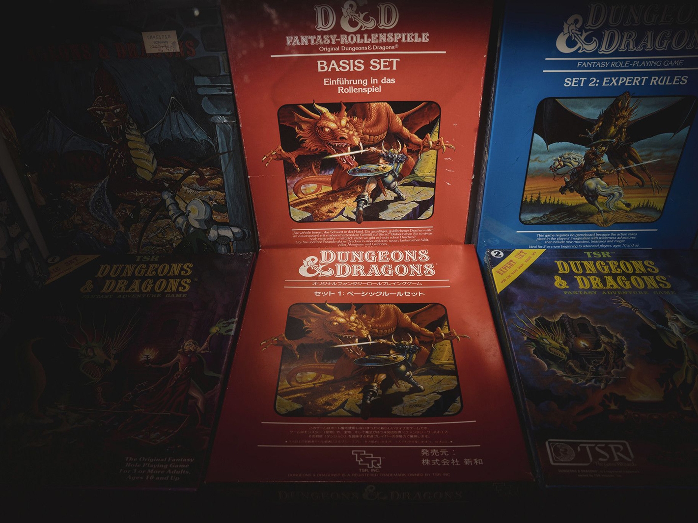 caption:  Vintage game modules from the role-playing game Dungeons &amp; Dragons on display at The Dungeon Hobby Shop and Museum in Lake Geneva, which is located in the old offices of TSR, the company Gary Gygax created to sell the game.