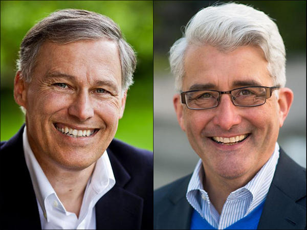 caption: Gov. Jay Inslee, left, a Democrat, and Bill Bryant, his Republican opponent.