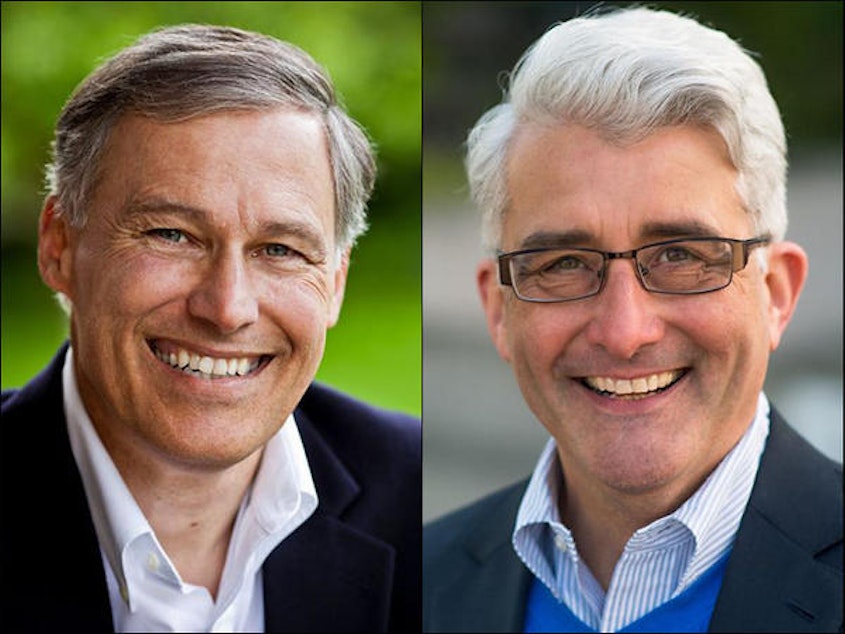 caption: Gov. Jay Inslee, left, a Democrat, and Bill Bryant, his Republican opponent.
