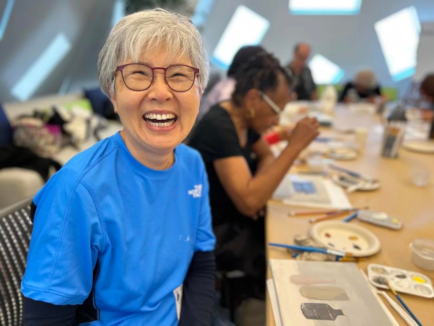 caption: Sung Ihn Son fell into a depression when her husband died. Making new friends and taking classes like dance and art at GenSpace in Los Angeles helped her feel happy again.
