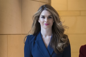 caption: White House Communications Director Hope Hicks, one of President Trump's closest aides and advisers, arrived to meet behind closed doors with the House Intelligence Committee, at the Capitol in Washington, Tuesday, Feb. 27, 2018.