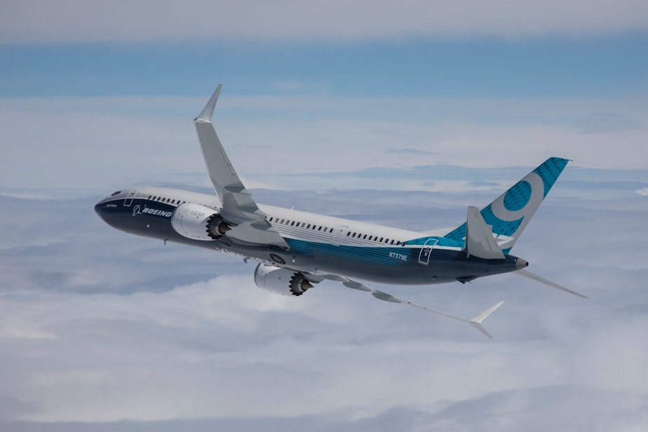 caption: Boeing 737 Max jets are now being flown to the spacious airport in Moses Lake, Washington, for storage.