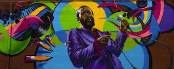 caption: A mural of musician Marvin Gaye in Washington, D.C.