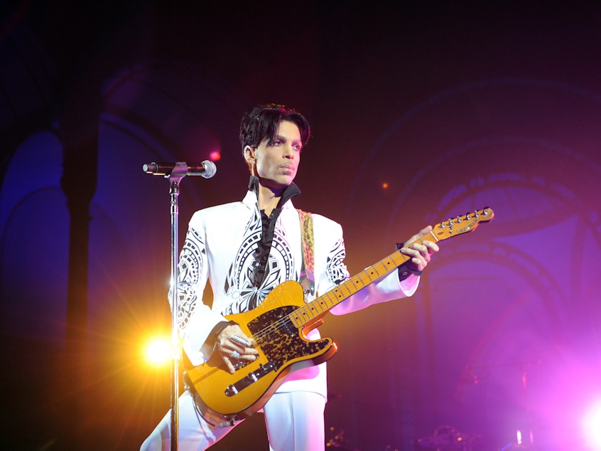 caption: Prince performs in Paris at the Grand Palais on Oct. 11, 2009. The musician died in 2016.