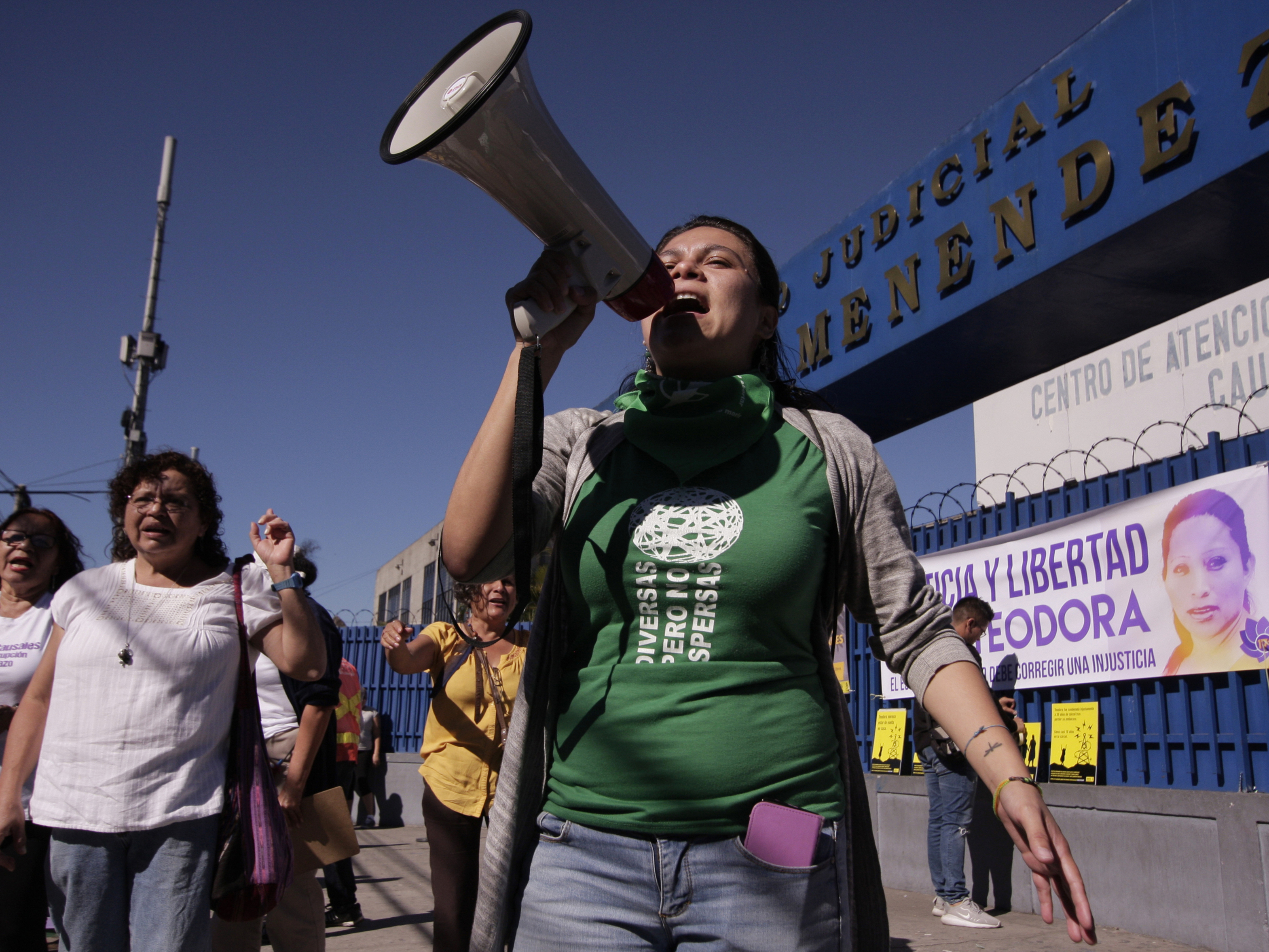 caption: Protesters in San Salvador, on Dec. 13, 2017, demand El Salvador's government free women prisoners serving 30-year sentences for having an abortion.