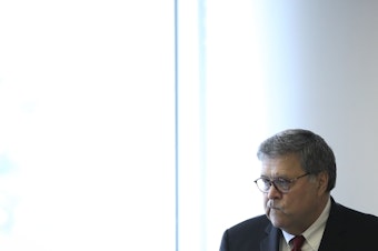 caption: U.S. Attorney General William Barr declared in July that the Justice Department intended to resume carrying out the death penalty — though those plans are on hold after a federal court decision Wednesday.