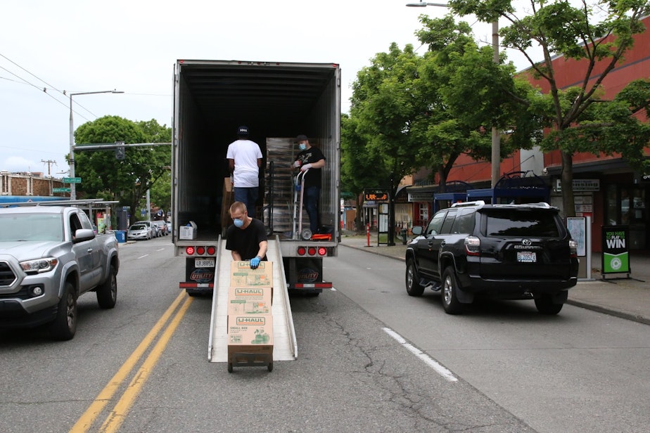 caption: Bop Street's vinyl records are bound for the Internet Archive in San Francisco where they'll be digitized and made available online.