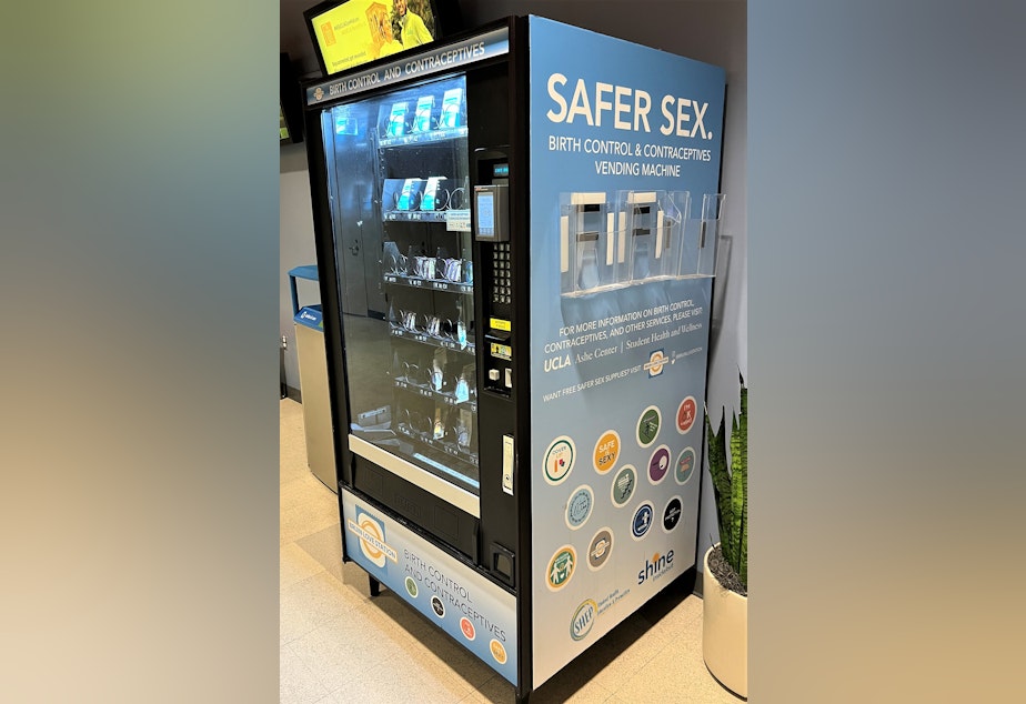 caption: Safer Sex Birth Control and Contraceptives Vending Machine