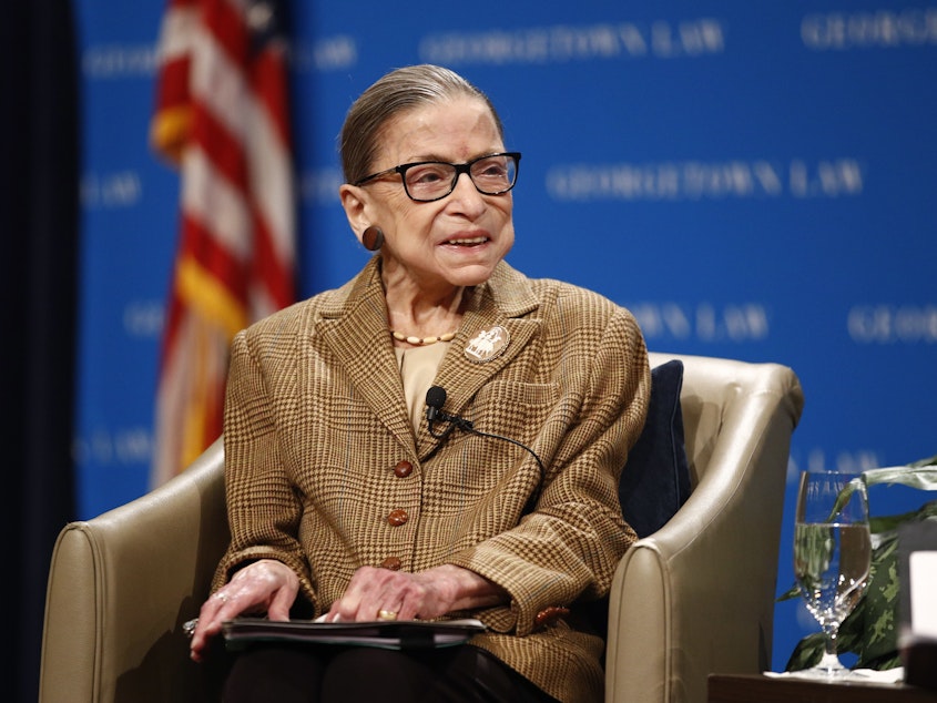 caption: Supreme Court Justice Ruth Bader Ginsburg, seen in February, has been released from the hospital after treatment for a gallbladder condition.