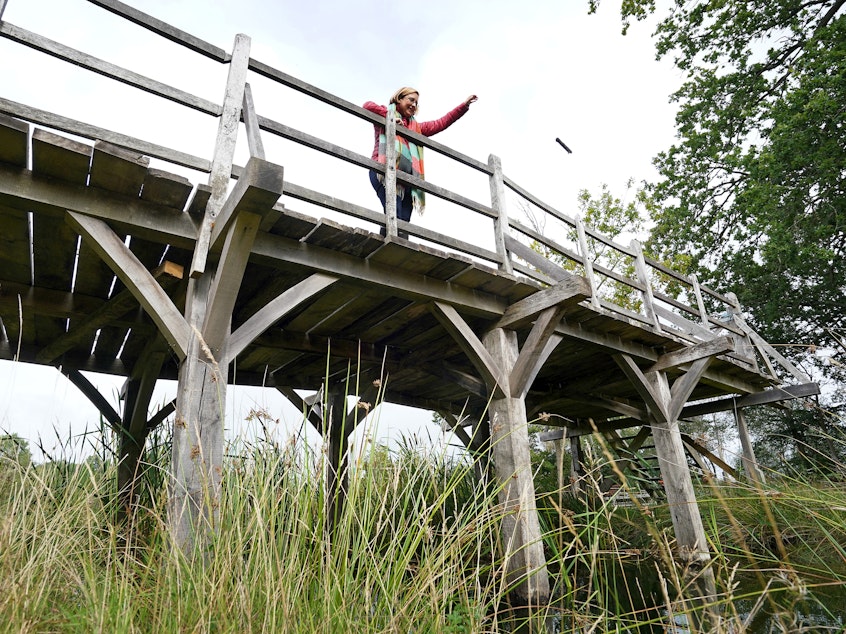 caption: The original Poohsticks Bridge, featured in A.A. Milne's Winnie the Pooh books, has gone up for auction. It's estimated to sell for around $54,000 to $81,000.