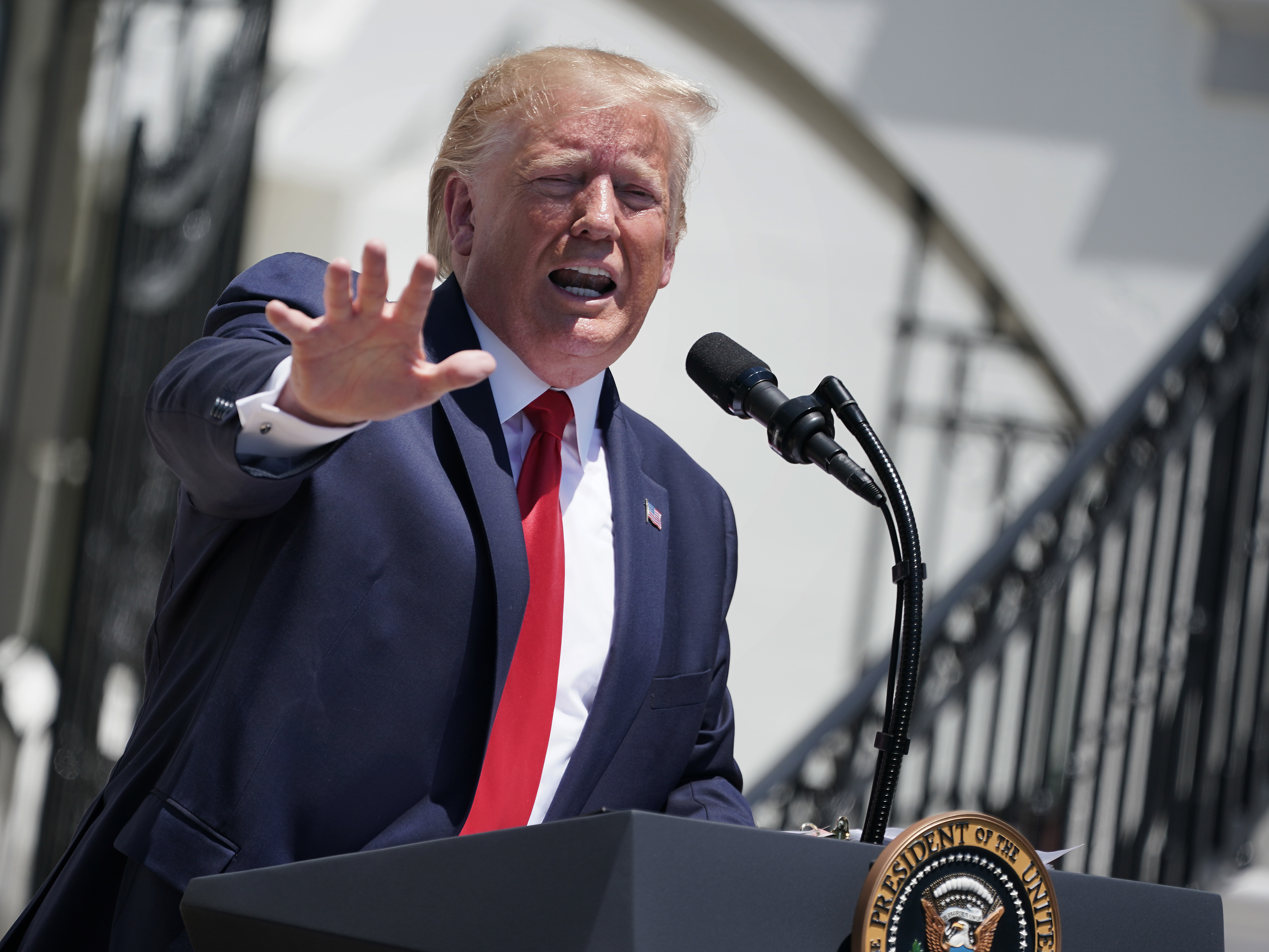 caption: At a ceremony Monday at the White House, President Trump defended his racist tweets against Democratic lawmakers. The language used in that tweet has a long history connected with nativist political movements in the U.S.