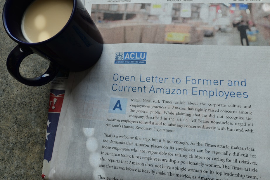 caption: The ACLU placed a full-page ad in the Seattle TImes.