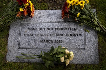 caption: The King County Medical Examiner’s Office hosted the 2023 Indigent Remains ceremony on Wednesday, Oct. 25, 2023, at Mt. Olivet Cemetery in Renton. 
