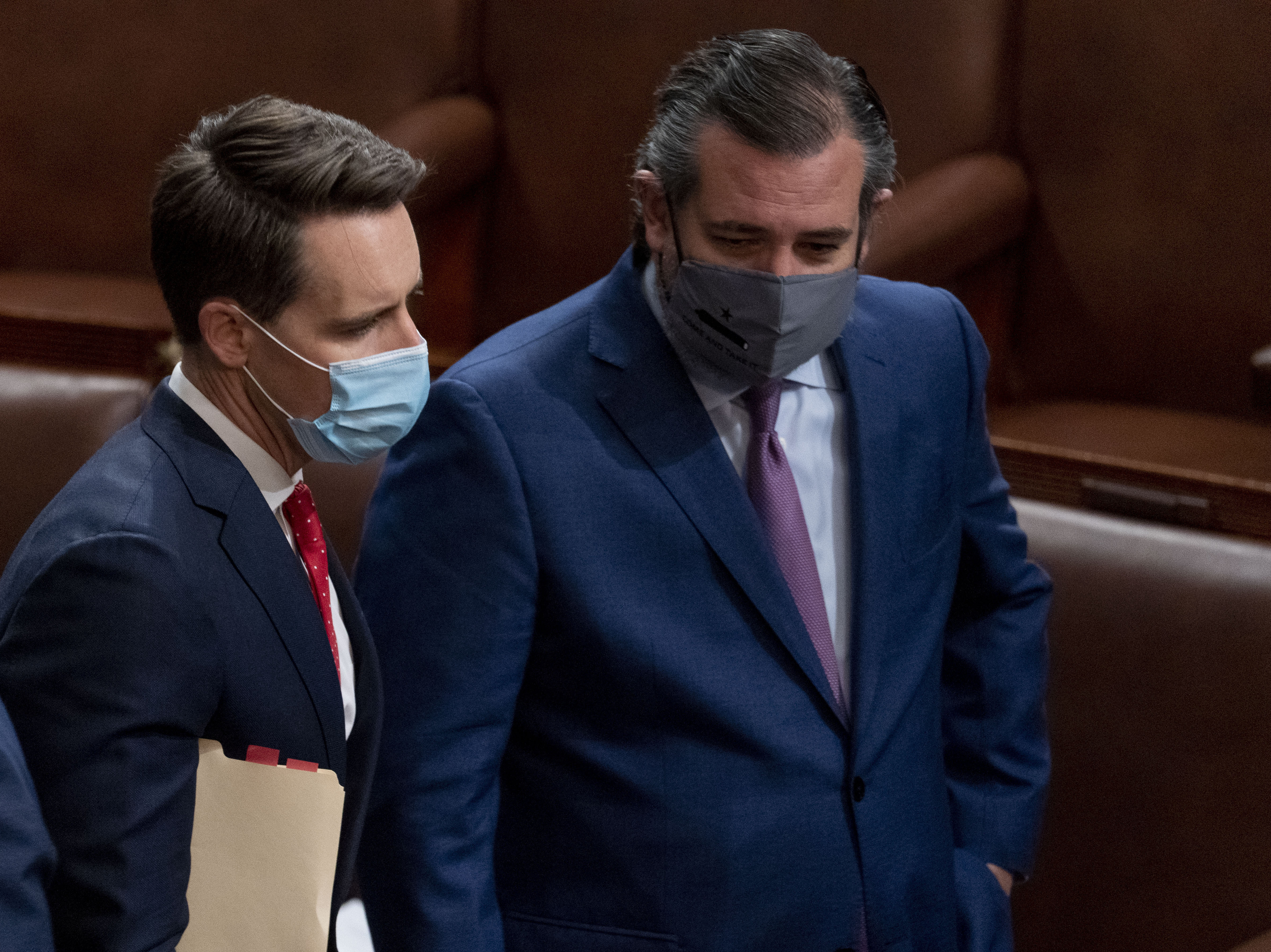 caption: Seven Senate Democrats filed an ethics complaint Thursday against Sens. Josh Hawley, R-Mo., and Ted Cruz, R-Texas, over their Jan. 6 objections to the November presidential elections.