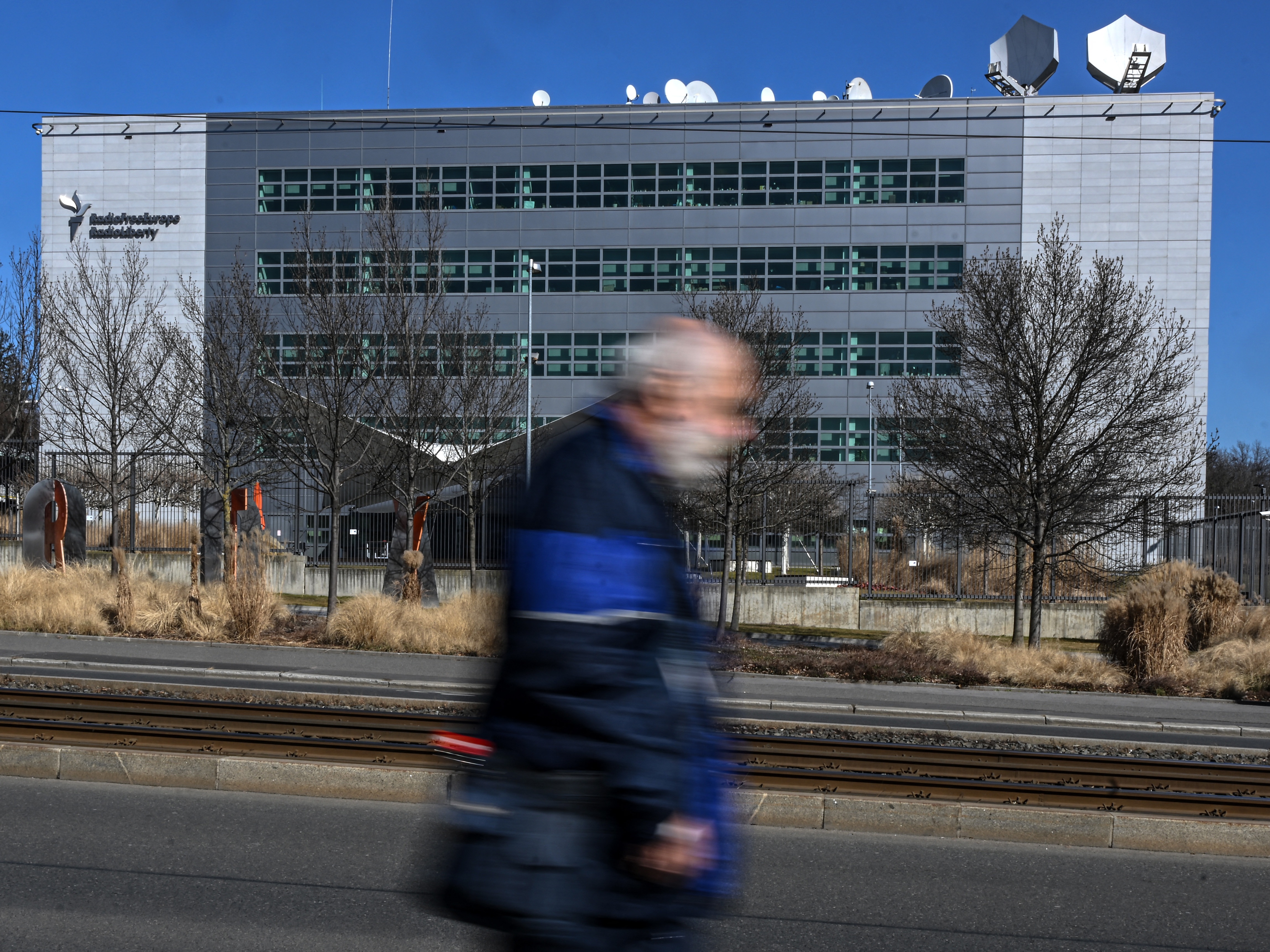 caption: The headquarters of Radio Free Europe/Radio Liberty in Prague, Czech Republic, are seen on March 18.