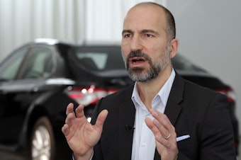 caption: Uber CEO Dara Khosrowshahi said Tuesday that the push to increase regulations on tech companies may be warranted.