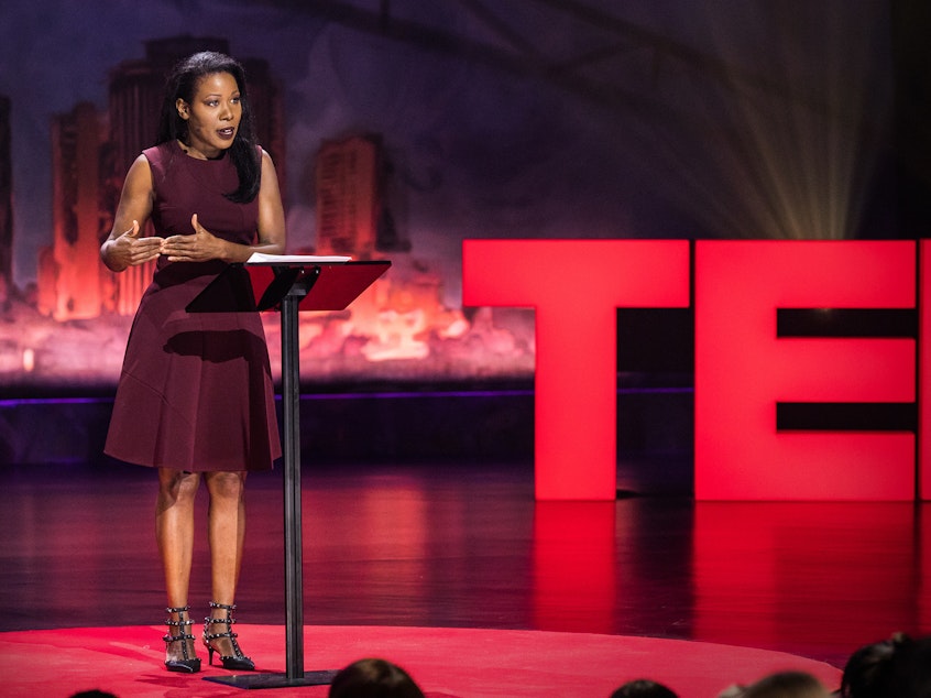 caption: Isabel Wilkerson speaks at TEDWomen 2017 — Bridges, November 1-3, 2017, Orpheum Theatre, New Orleans, Louisiana. Photo: Stacie McChesney / TED