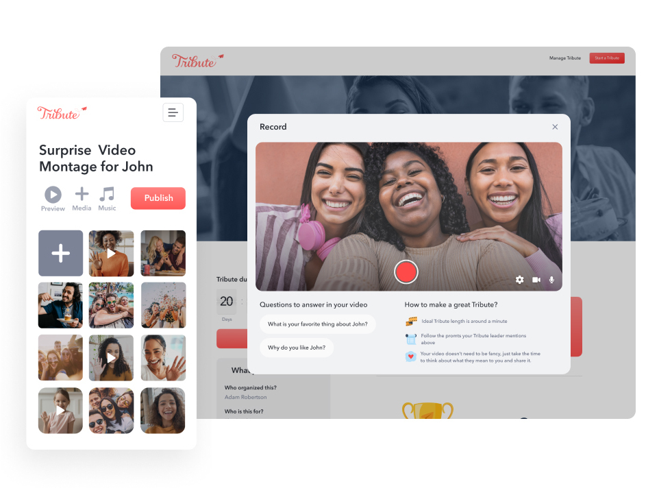 caption: Tribute says it was the first company to offer what the industry calls "digital expressions," in 2015. Its montages run from $29 for a self-edited version to a full-service option for $100.
