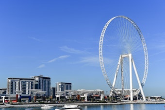 caption: The ferris wheel Ain Dubai in the Gulf Emirate of Dubai on Jan. 18, 2020.
