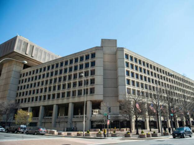 caption: The J. Edgar Hoover Building of the Federal Bureau of Investigation (FBI) is seen on April 03, 2019 in Washington, D.C.
