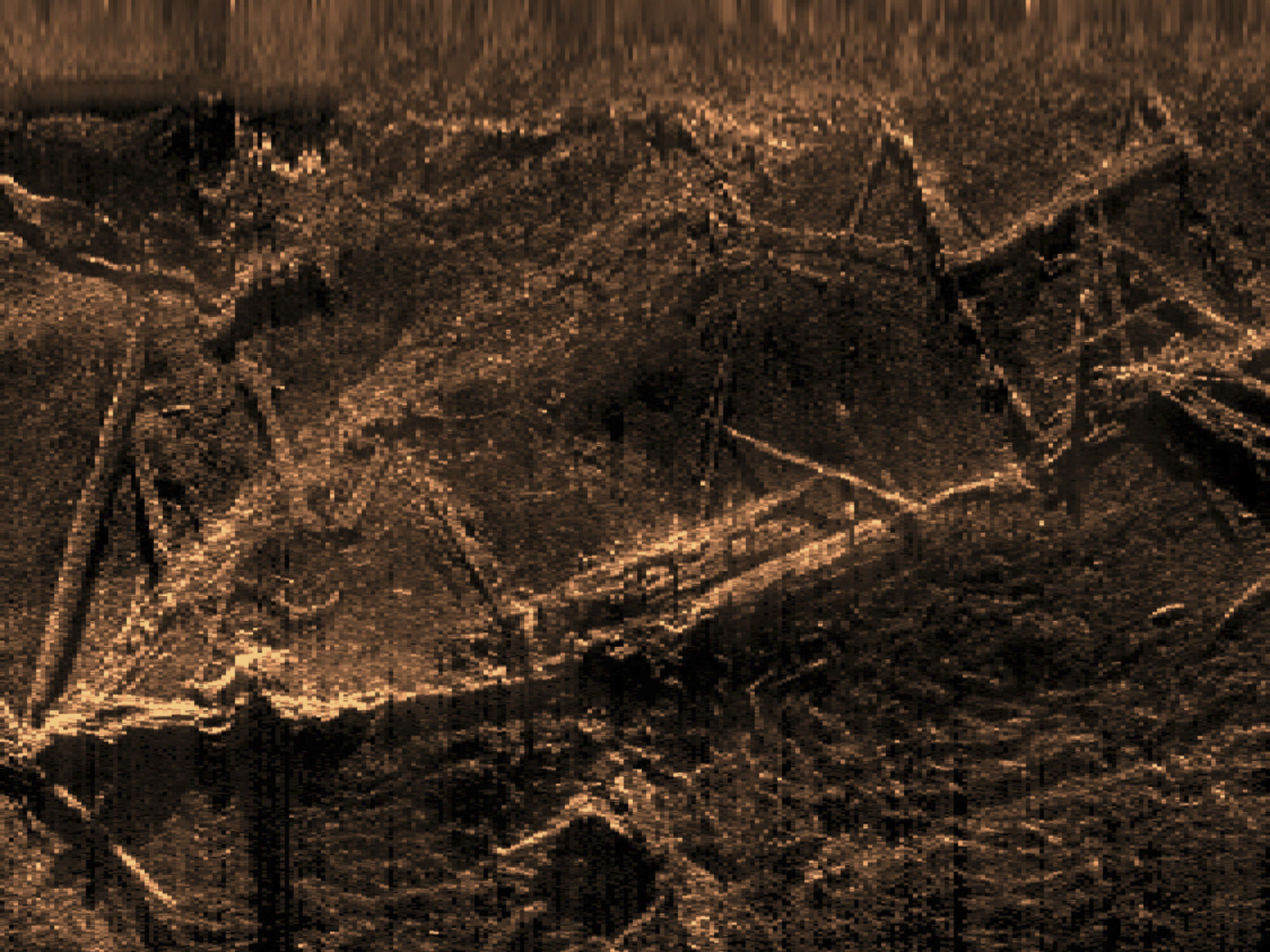 caption: This sonar image created by SEARCH Inc. and released by the Alabama Historical Commission shows the remains of the Clotilda, the last known U.S. ship involved in the trans-Atlantic slave trade.
