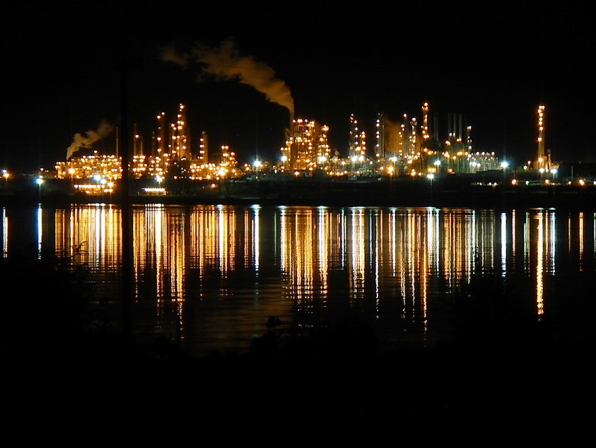 caption: The Tesoro refinery in Anacortes, where an explosion killed seven in 2010.