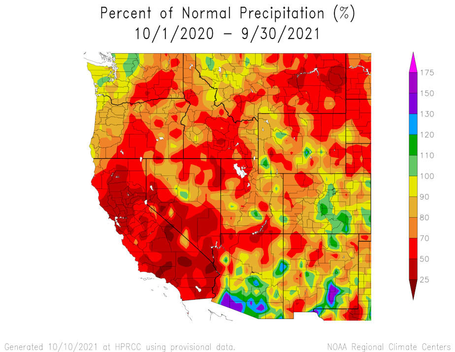 caption: Water year 2021 was unusually dry in the American West.