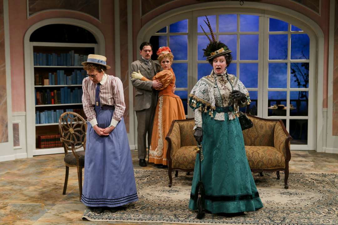 caption: Kate Wisniewski, Connor Toms, Emily Grogan, and Kimberly King in Seattle Shakespeare Company’s 2014 production of “The Importance of Being Earnest.”