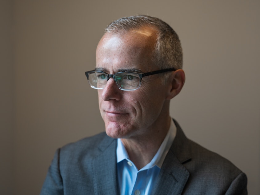 caption: Andrew McCabe talked about his new memoir with NPR's <em>Morning Edition</em>.