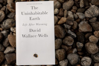caption: "The Uninhabitable Earth: Life After Warming," by David Wallace-Wells. (Robin Lubbock/WBUR)