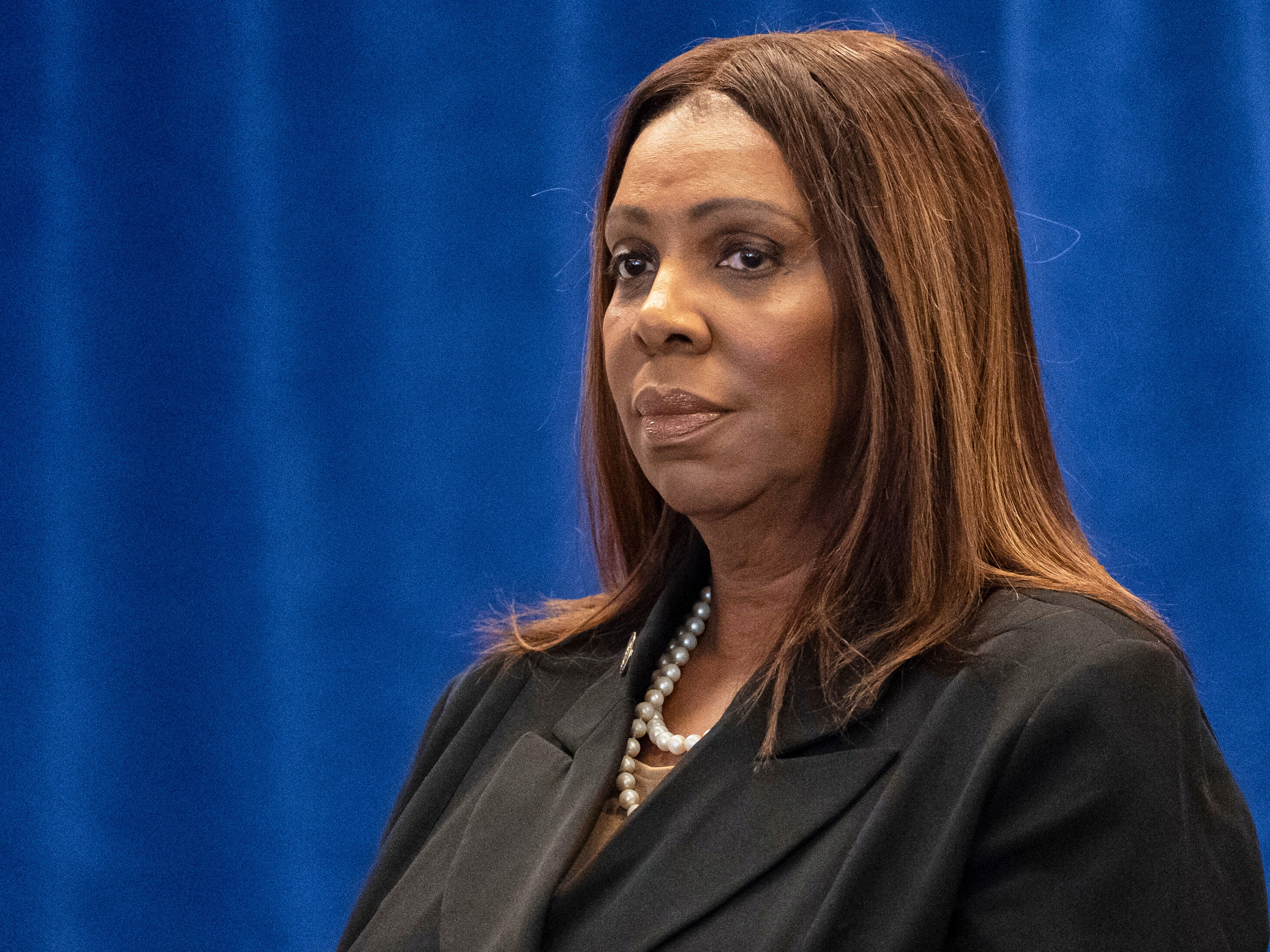 caption: FILE - New York Attorney General Letitia James attends a news conference Dec. 15, 2025, in New York.