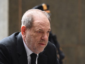 caption: Harvey Weinstein arrives at court last month in Manhattan.