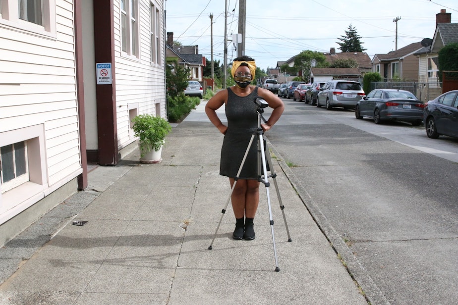 caption: Ariana Bray, who lives in the Cranmore Apartments on Beacon Hill, on the day that reporter Joshua McNichols met her.