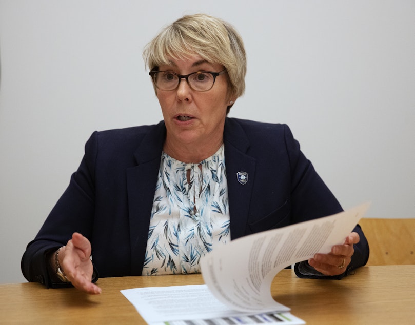 caption: Seattle Police Assistant Chief Deanna Nollette said SPD is dealing with staffing shortages across the department. An internal memo says, due to understaffing in the sexual assault and child abuse unit, cases with adult victims aren’t being investigated.