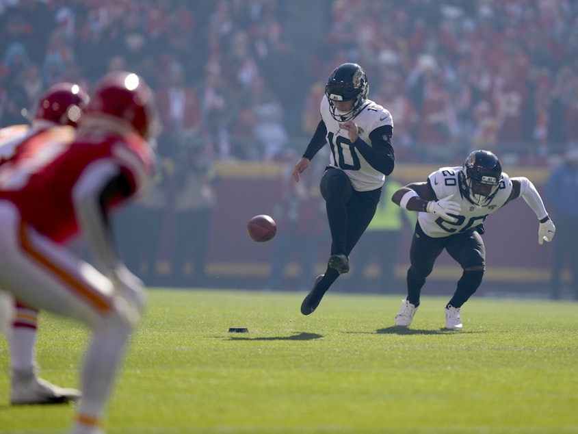 caption: NFL owners voted this week to dramatically change rules around kickoffs — including the elimination of a team's ability to attempt a surprise onside kick, like the Jacksonville Jaguars did in a 2022 game against the Kansas City Chiefs.
