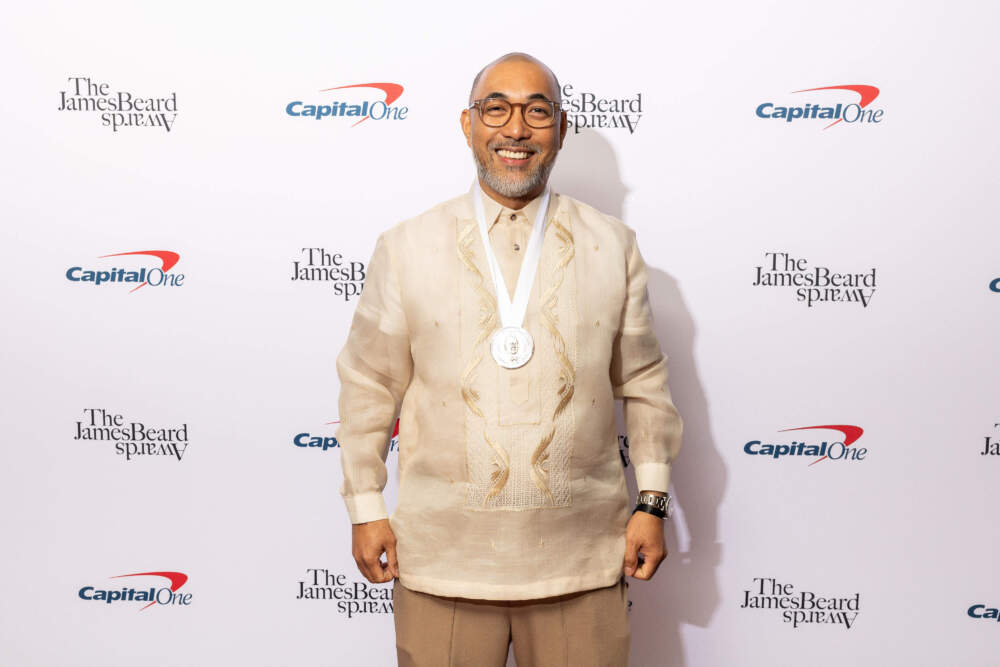 caption: Lord Maynard Llera of Kuya Lord restaurant in Los Angeles at the James Beard Award ceremony this month in Chicago. (Courtesy of Huge Galdones/Galdones Photography)