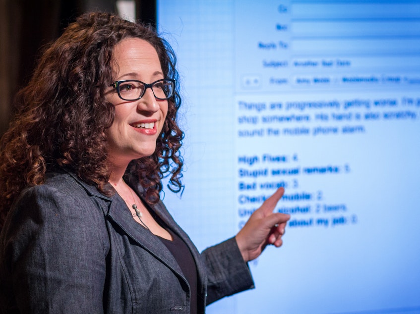 Amy Webb on the TED stage.