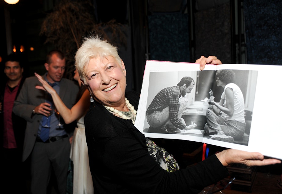 caption: Anne Beatts attends the <em>Live From New York!</em> documentary's Los Angeles premiere after-party on June 10, 2015.